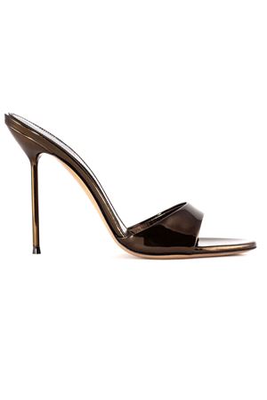 Mules in brown mirror-effect leather PARIS TEXAS | PX836XNPMREBANO